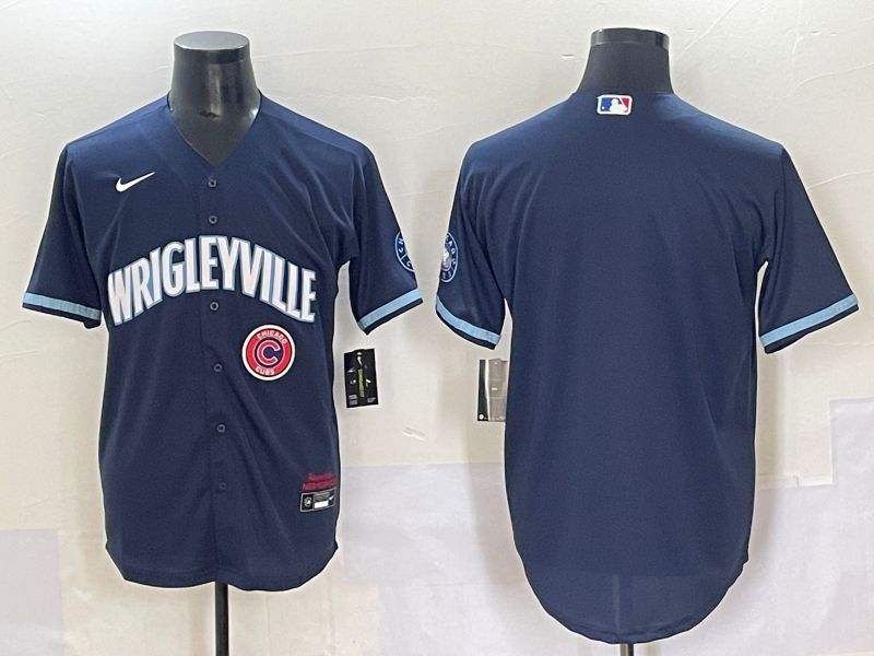 Men 2025 Chicago Cubs Blank Blue City Edition Nike MLB Jersey style 3